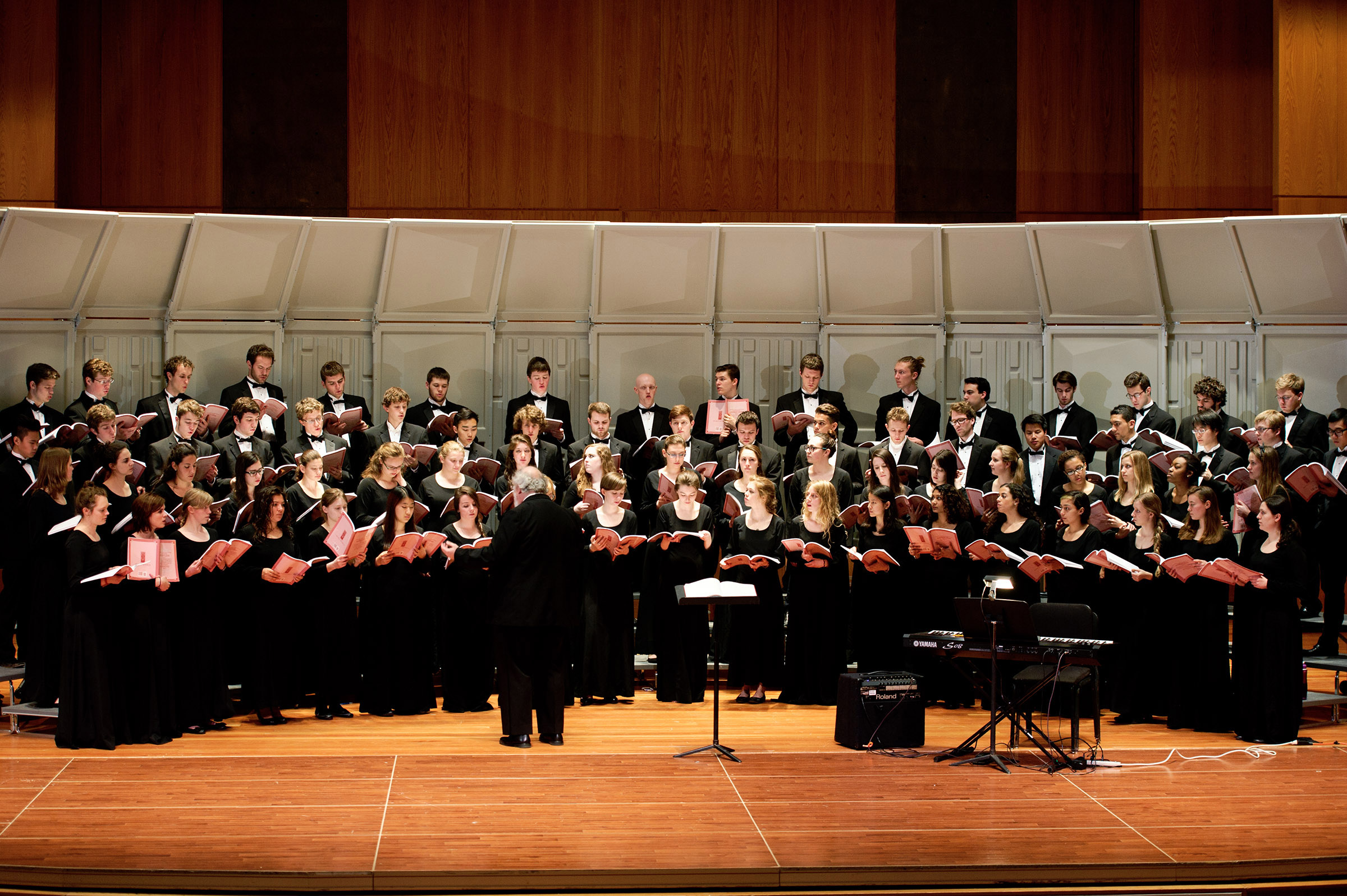 The choir, under the direction of G. Roberts Kolb, performs in Wellin Hall.