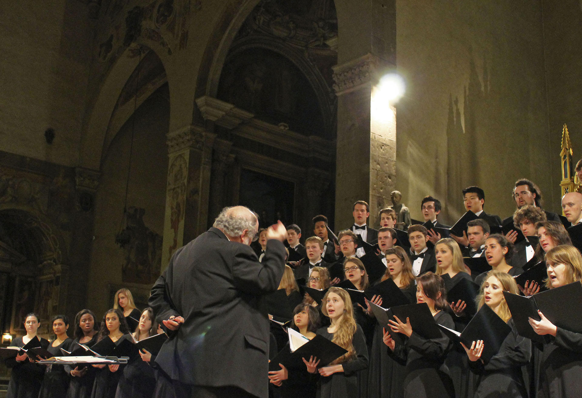 The choir performing in The Basilica Santa Trinita in Florence.