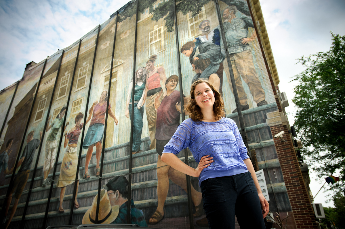 Kate Cieplicki '16, outside of her internship at the William Way Community Center in Philadelphia.