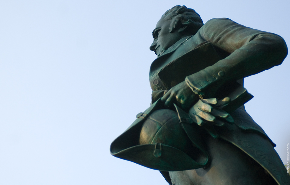 Alexander Hamilton statue at Hamilton College.