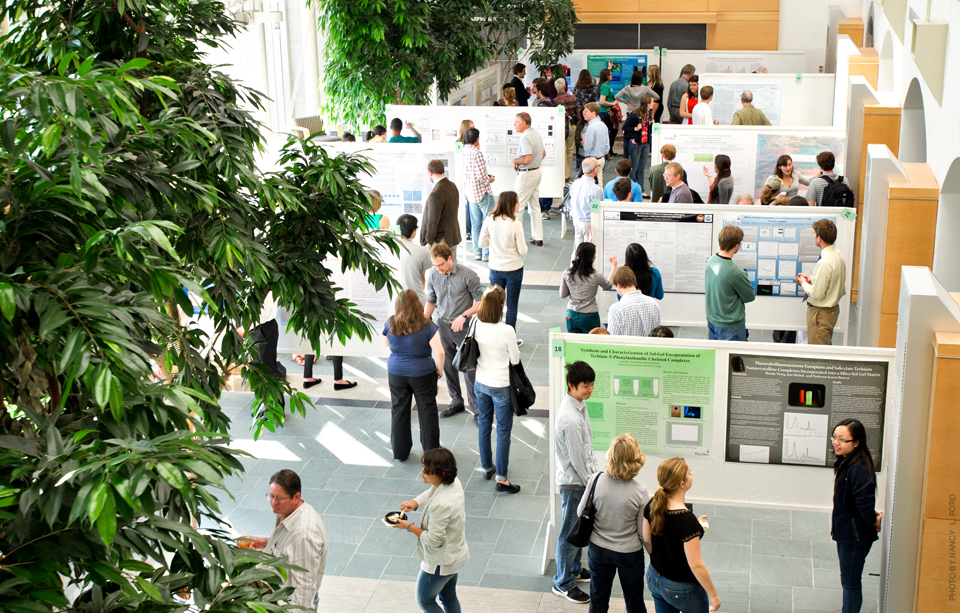 Students present their summer research in poster sessions in theTaylor Science Center and in KJ Commons.