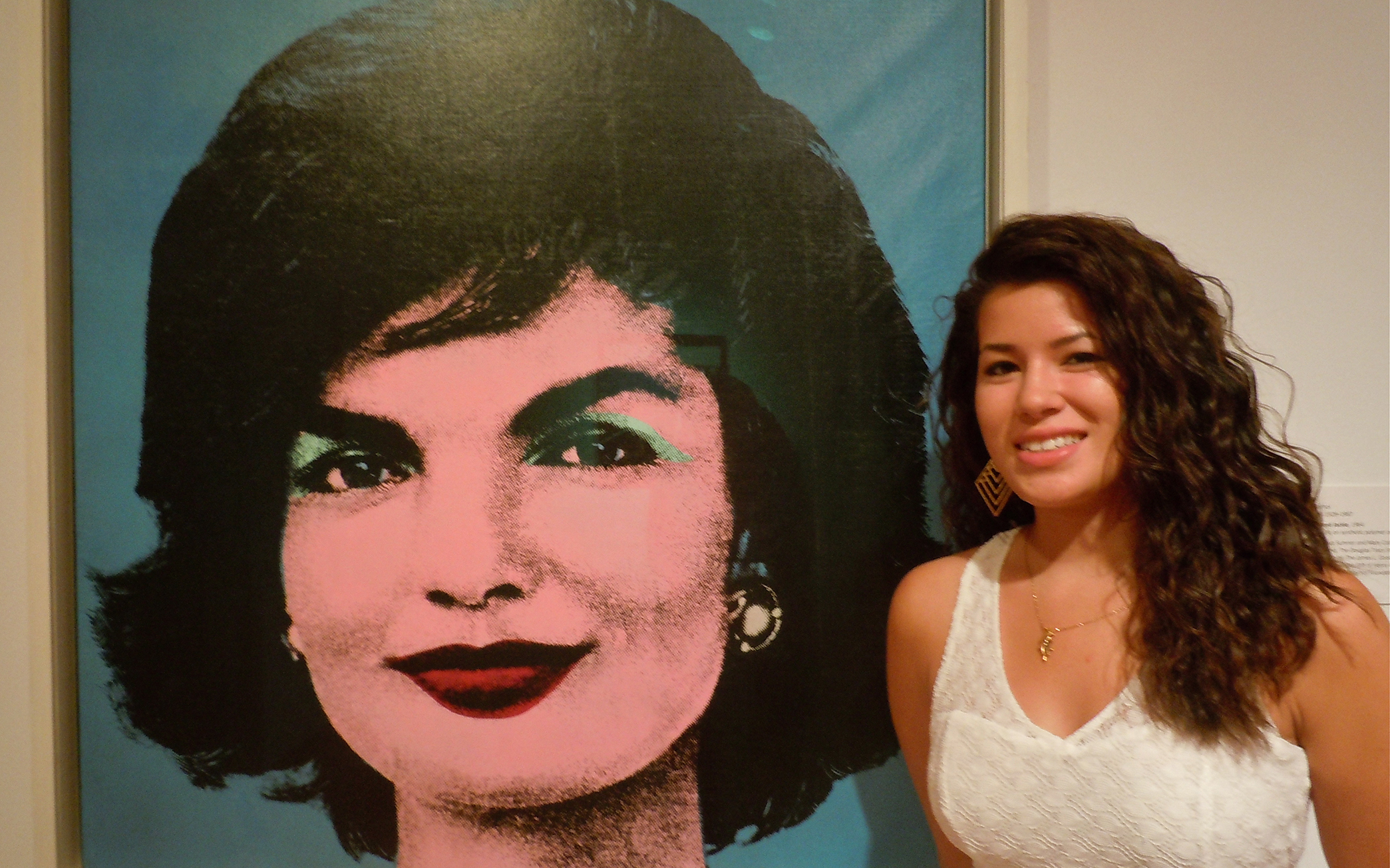 Isabel Dau '15 in front of Andy Warhol's