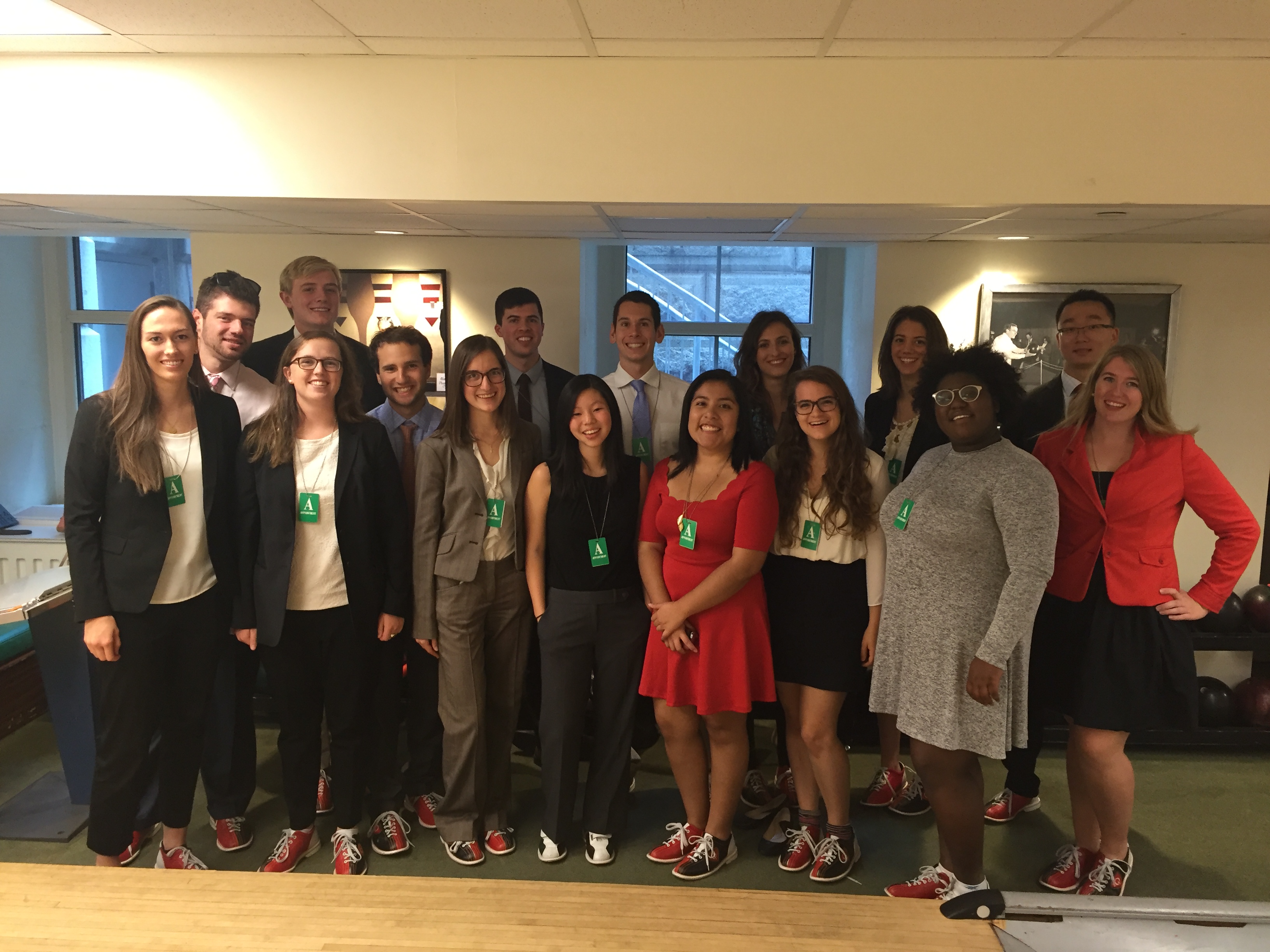 Hamilton Program in Washington D.C. students with their host Will Rusche '13 at the White House bowling alley.