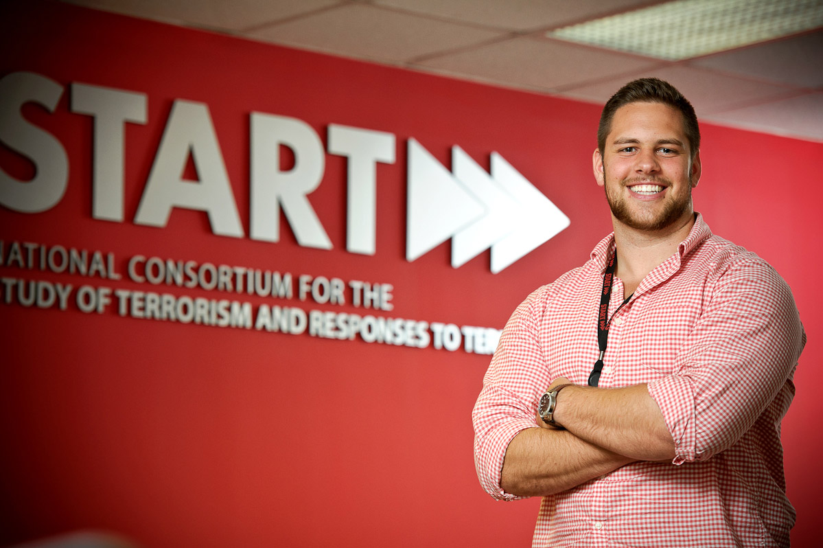 Vincent DiCindio '15 at his internship at the National Consortium for the Study of Terrorism and Responses to Terrorism (START).