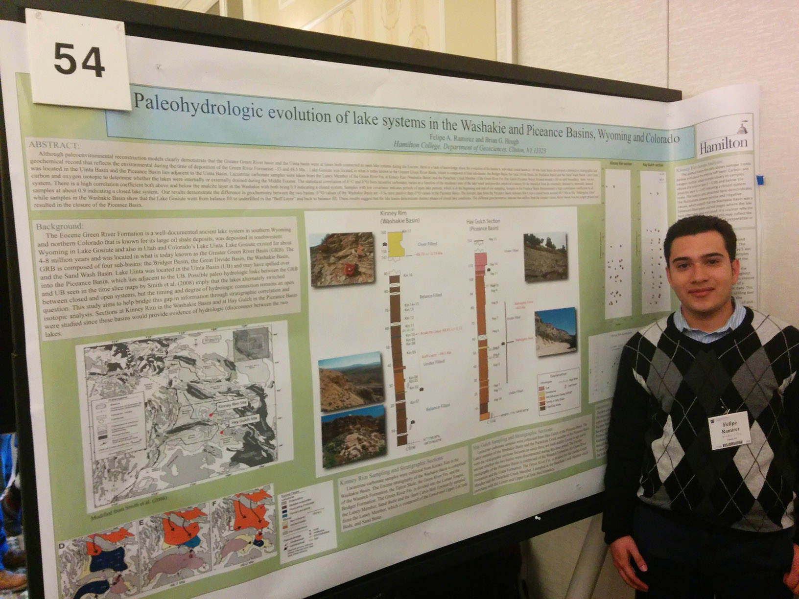Felipe Ramirez '15 at the 50th Annual Meeting of the Geological Society of America – Northeastern Section.