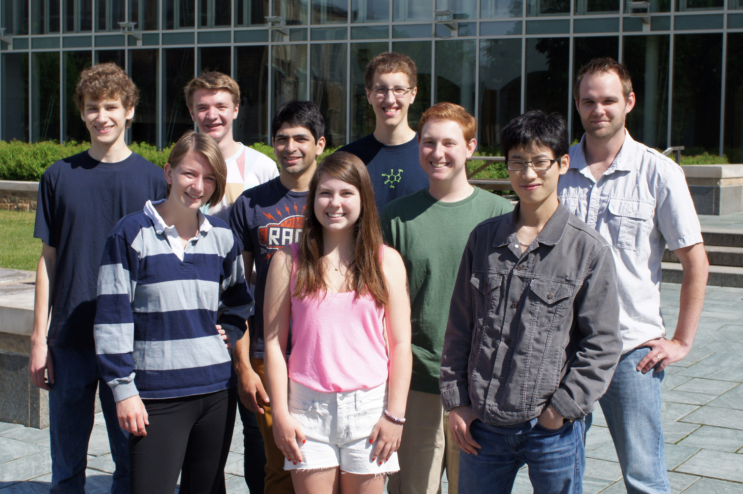 Front: Hannah Ferris, Esther Cleary, Yingbin Mei; middle: Ben Wesley, Alex Kaplan and Professor Max Majireck; back: Ben Schafer, Chris Williams and John Bennett.