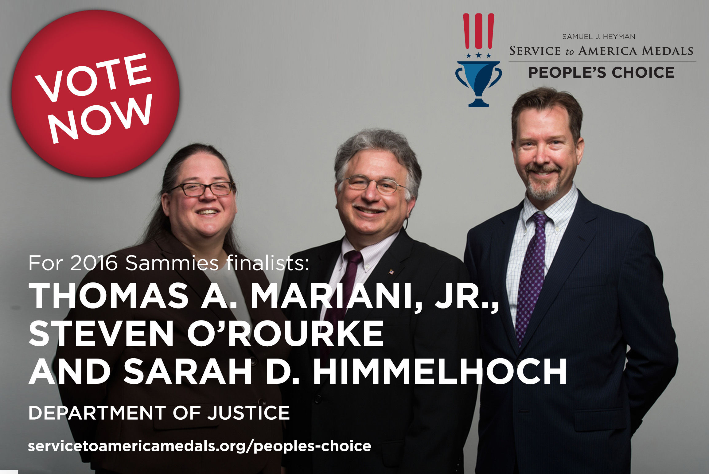 Thomas Mariani ’79 with his fellow Justice Department lawyers, Steven O'Rouke and Sarah D. Himmelhoch