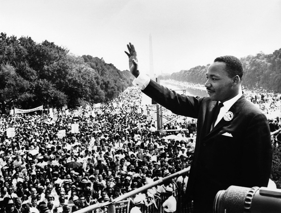 The Rev. Martin Luther King Jr. delivers his 