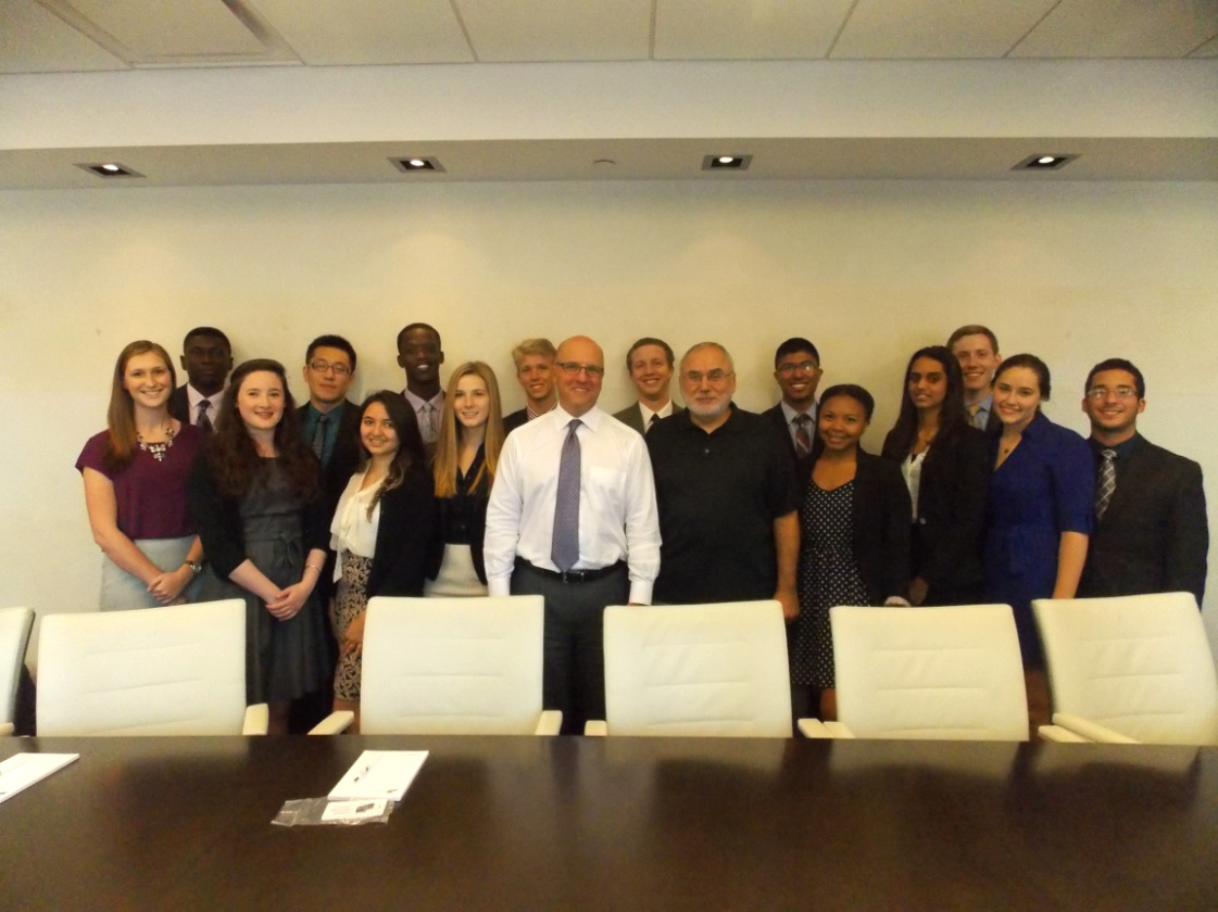 Rich Bernstein '80 with Hamilton Program in New York students and Professor Erol Balkan.