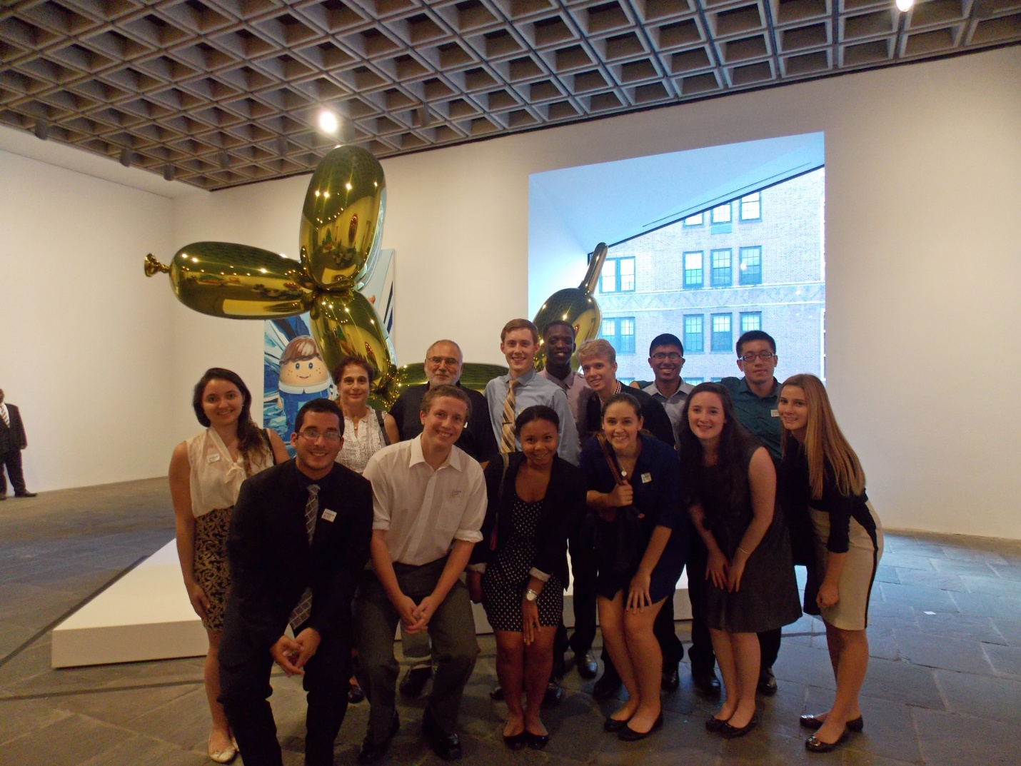 Hamilton NYC Program students at the Whitney Museum's Jeff Koons exhibit.