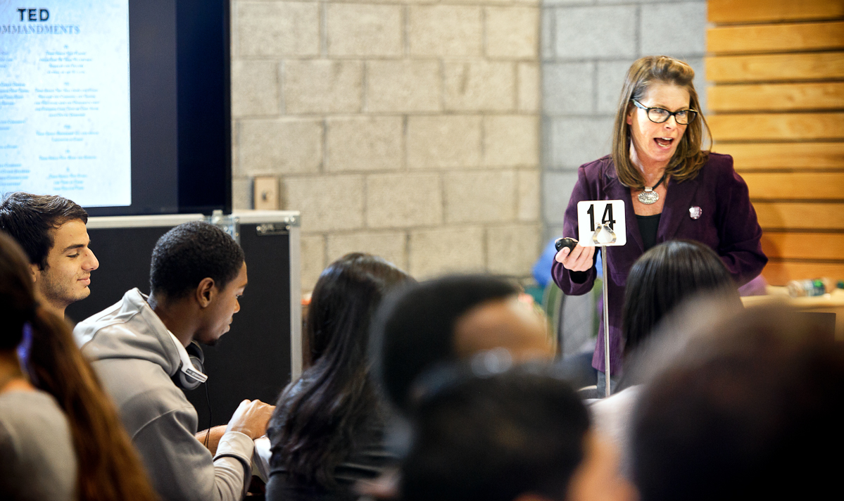 Cindy Buckley Koren gives a presentation, Speaking like TED, during Hamilton Speaks in the Tolles Pavilion.