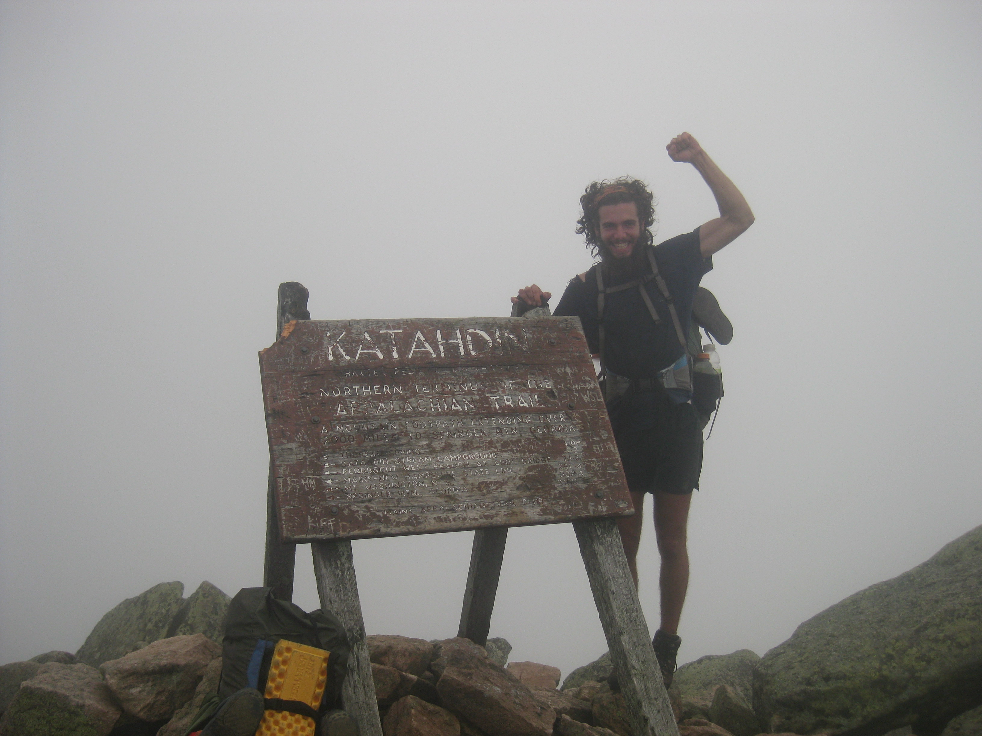 Andrew Pape '11 at the end of his Appalachian Trail trek.