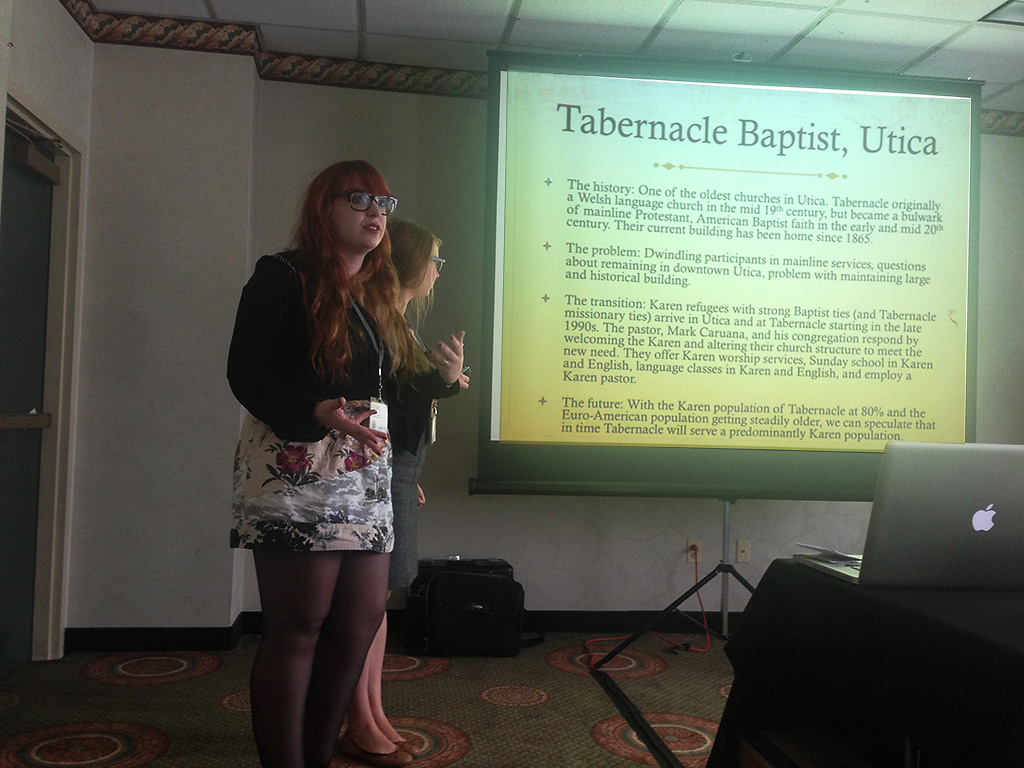 Alison Ritacco '14 and Hannah Grace O'Connell '14 presenting at the conference.