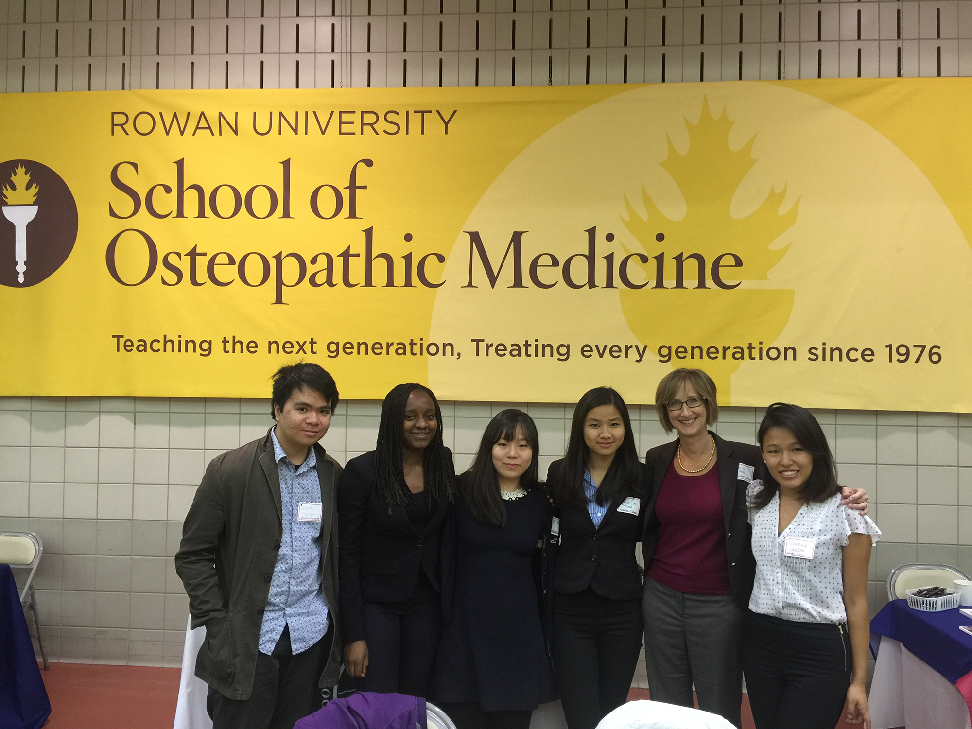 From left, Minh Nguyen, Djinnie Timoleon '17, Geum Mi (Mia) Kang '17, Patricia Taik '16, Leslie Bell and Tshering Sherpa '16.