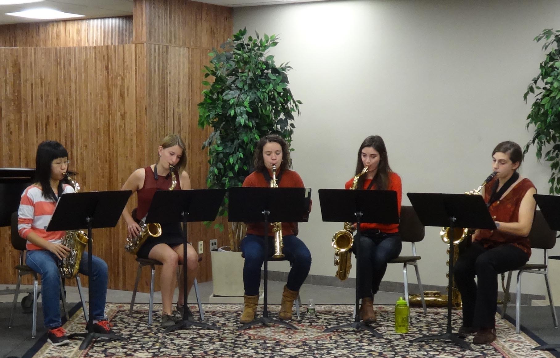 From left, Hao Iao, Hannah Ferris, Stephanie-Talia Murray, Haley Lynch and Deanna Nappi. (Missing from photo-Jeff Greenwald)