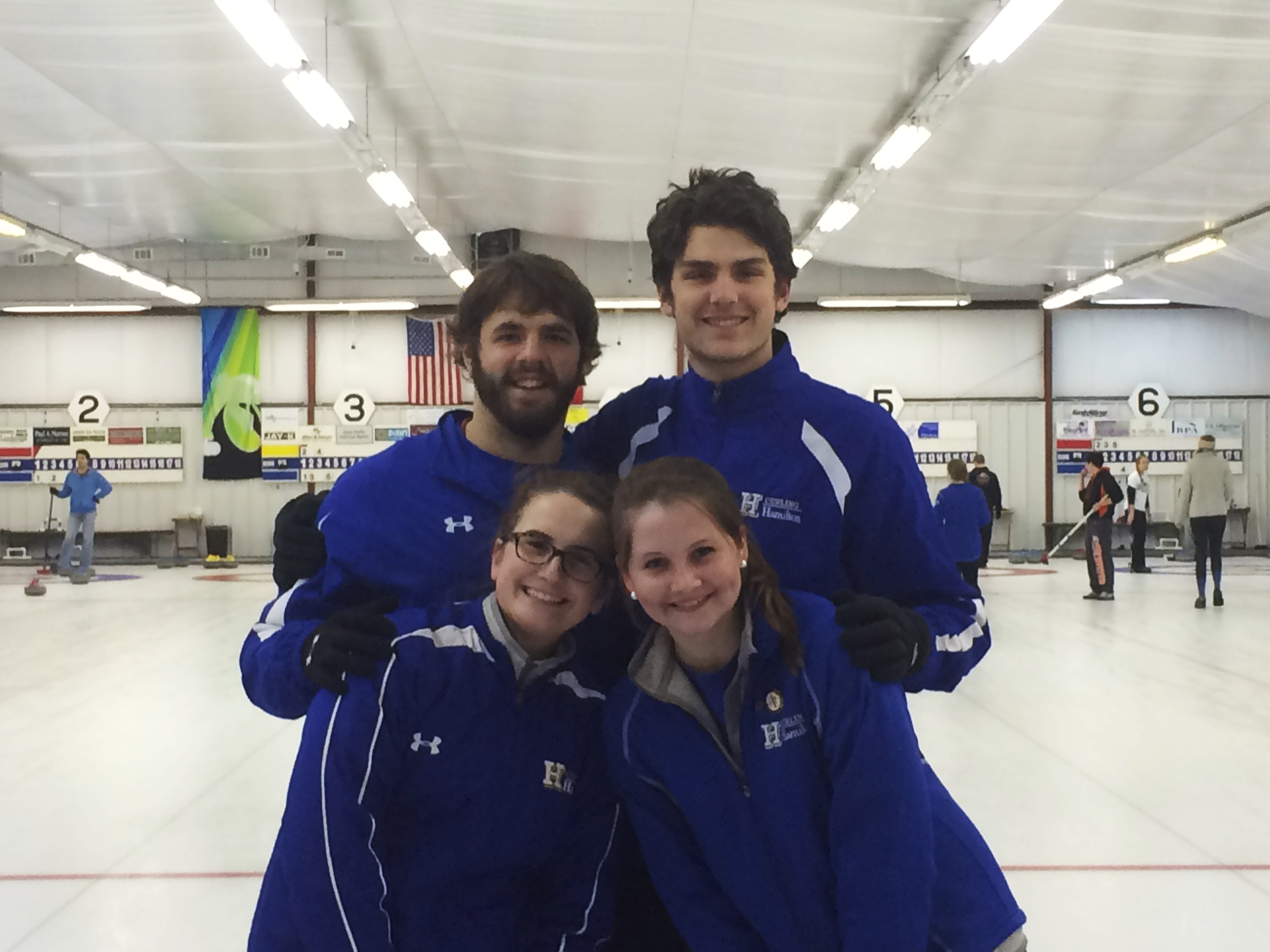 Hamilton Team 1: Standing, Josh Devinney '15, Jake Davidson '15. Bottom, Tara Huggins '14, Meghan Doherty '14.