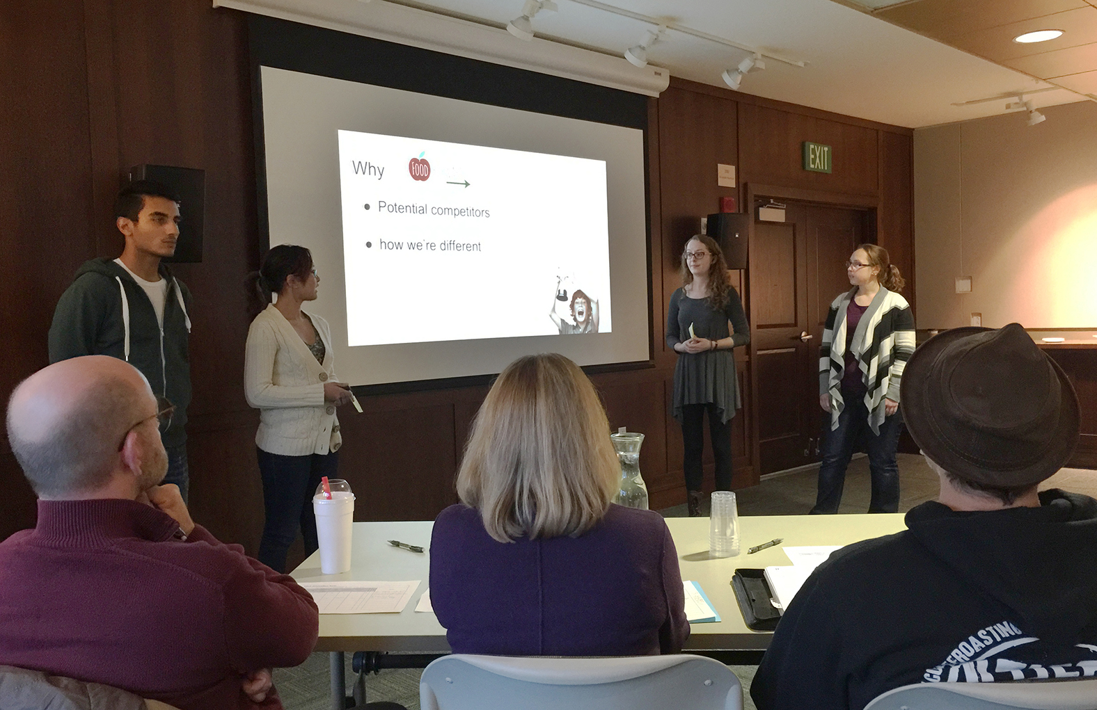 The first place team, from left, Hady Hewidy ’17, Gillian Mak ’18, Elise Eagan ’15 and Jennifer Munn ’16 of Suny POLY. 