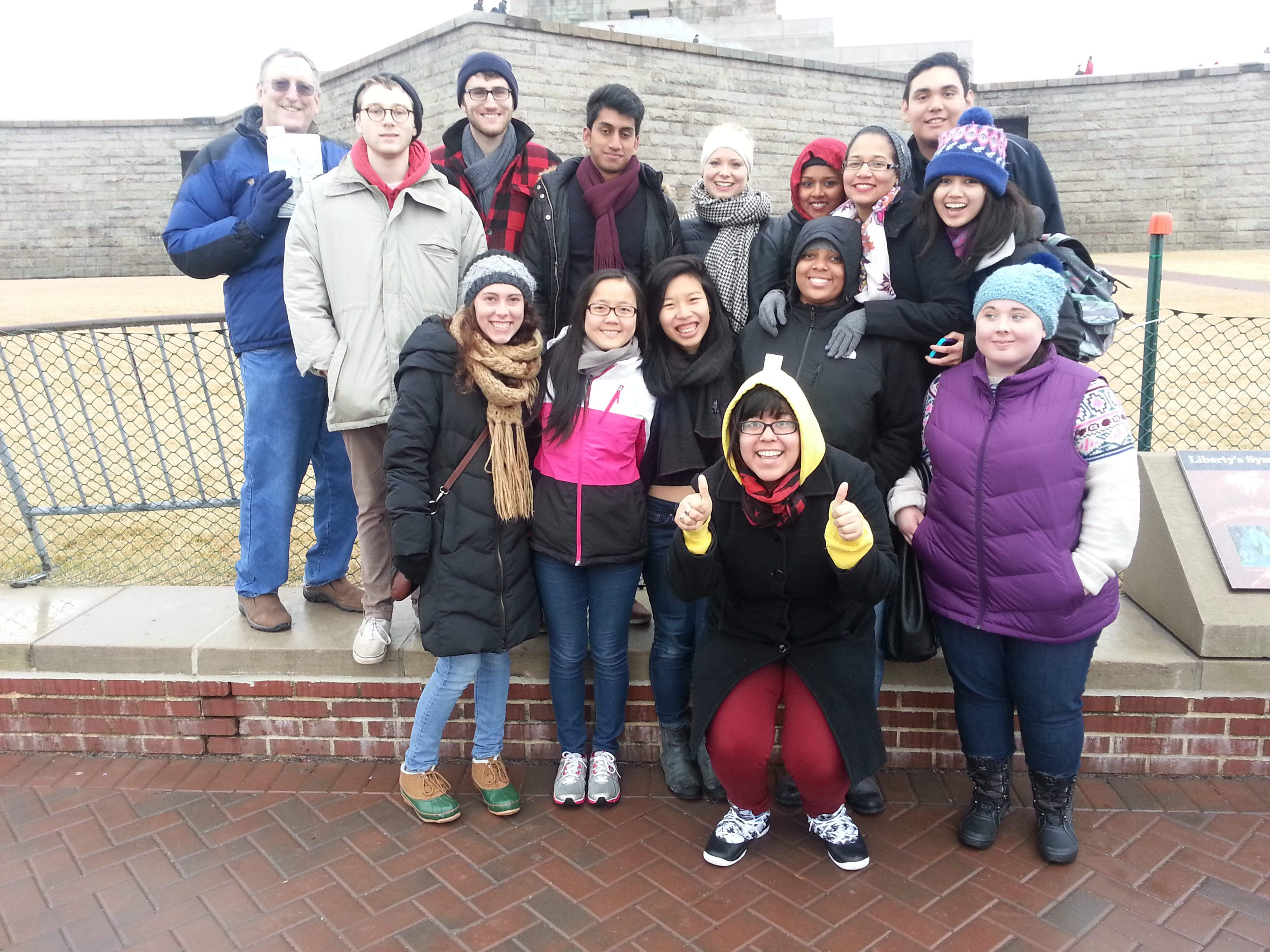 Hamilton Program in New York City students and Professor Maurice Isserman at the Statue of Liberty.