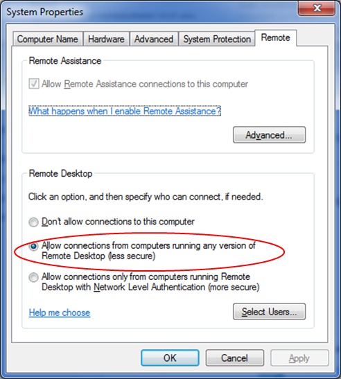 Fernunterdrückung in Windows 7