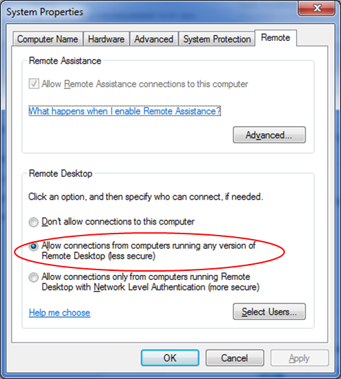 enabling remote desktop connection windows 7