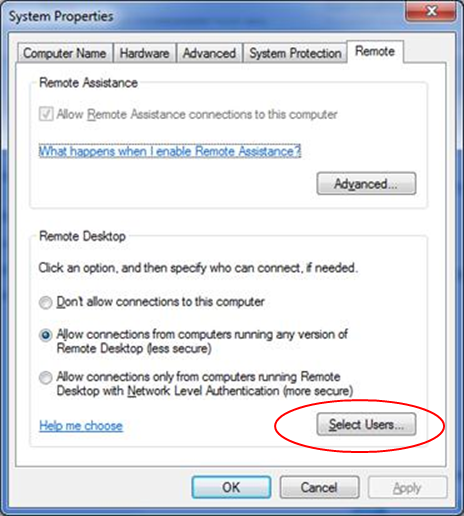 how to connect to a remote computer in windows 7