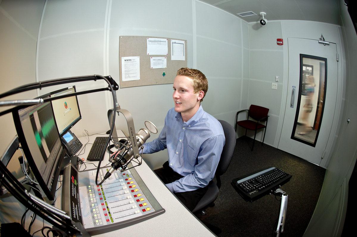 Reid Swartz '15 in the WRVO studio.