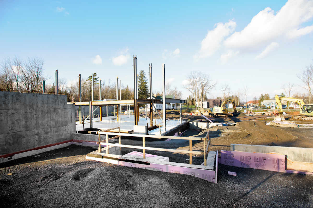 Construction site of the new theatre, studio arts complex.