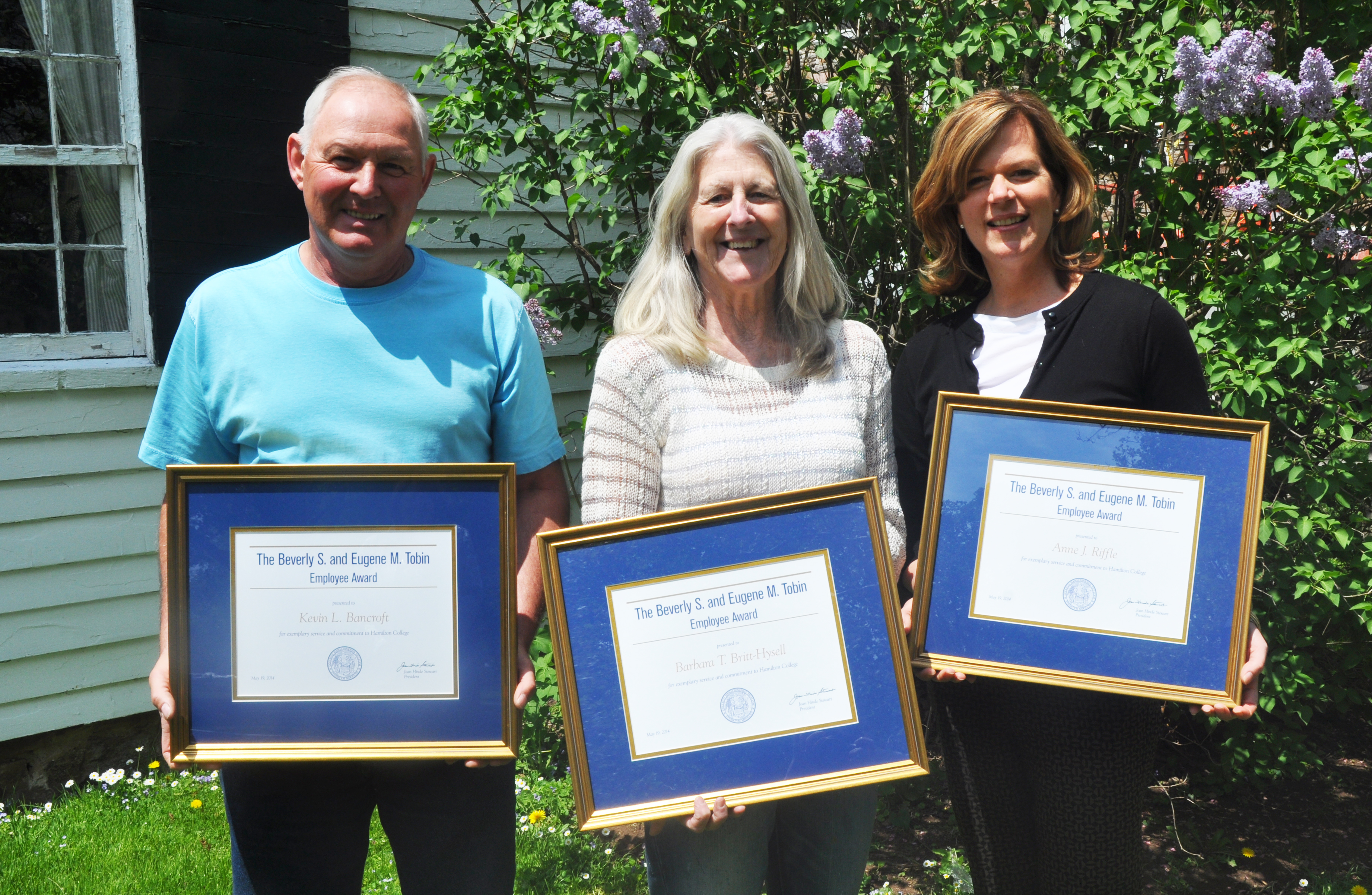The 2014 Tobin Award winners Kevin Bancroft, Britt Hysell and Anne Riffle.