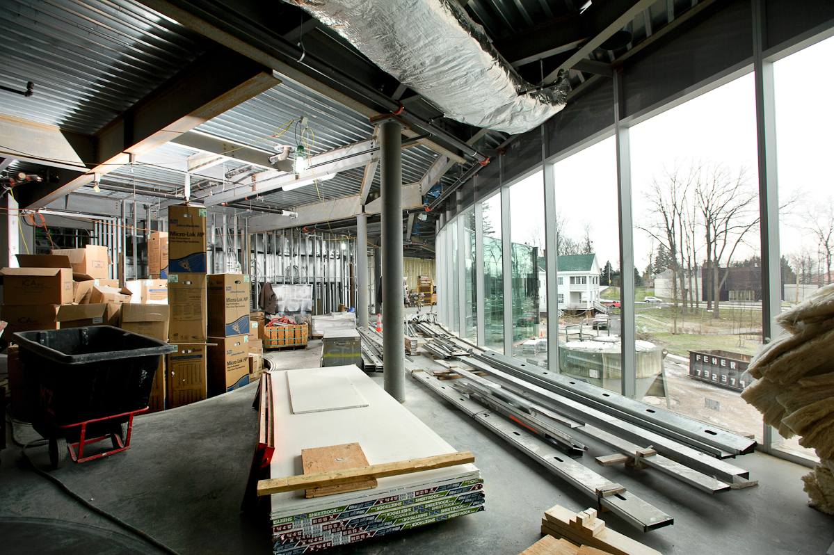 A view toward the Wellin Museum from the second floor hallway.