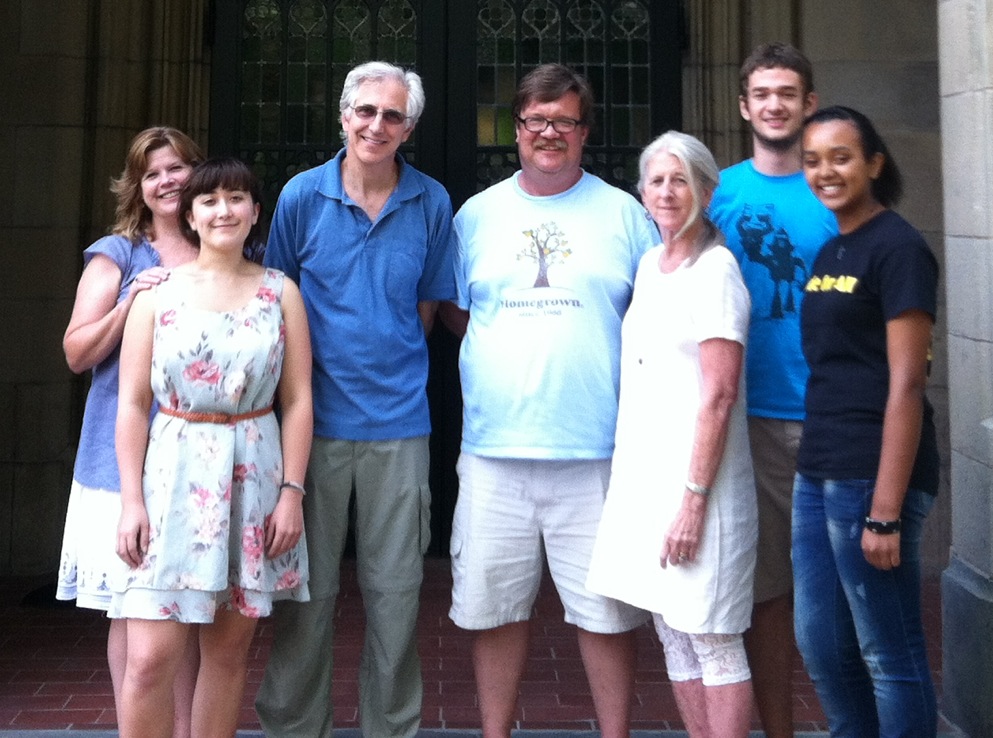 Members of the Refugee Project, from left Janet Simons, Philippa (Pippa) Schwarzkopf ‘16, Utica College’s Dave Chanatry '80, John Bartle, Britt Hysell, Dima Kaigorodov ‘16, and Tsion Tesfaye ’16.